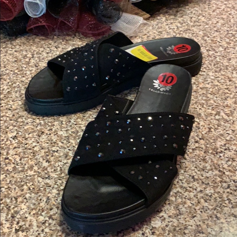 Black Crystal Sandals